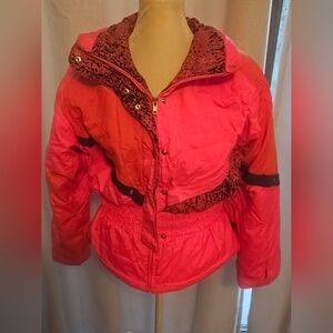Roffe 80s Ski Jacket Neon Pink And Orange Witner Wear 12 Medium
